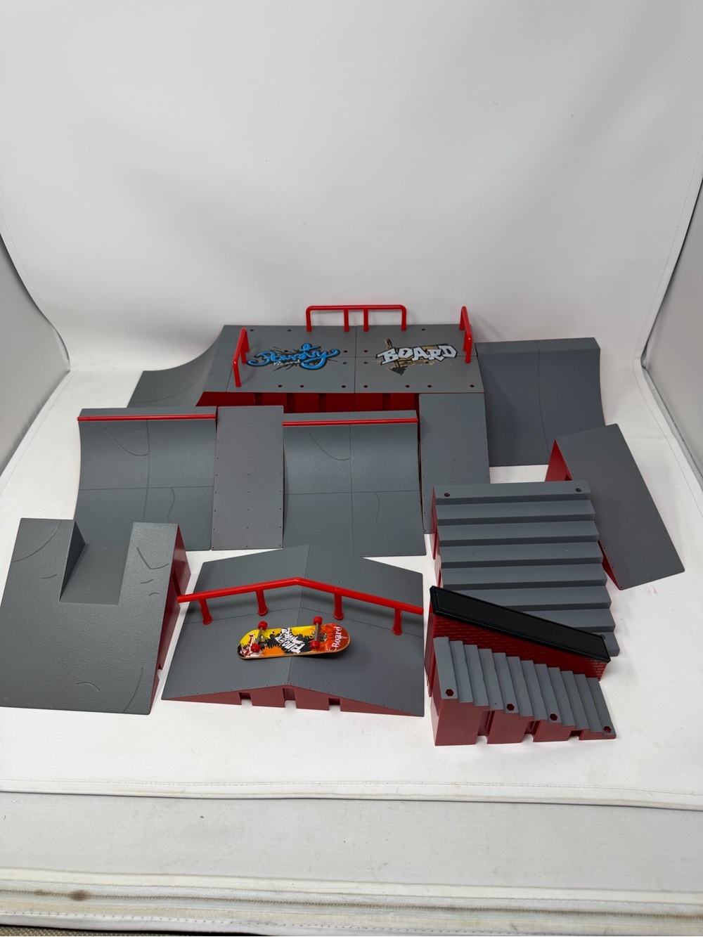 Finger Board Lot Of Ramps Skatepark With Skateboard Deck